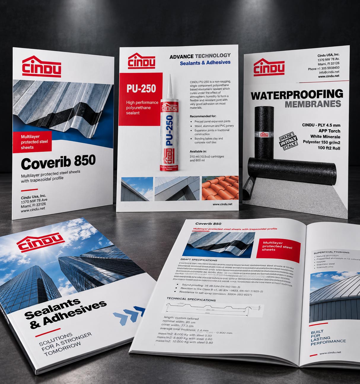 Cindu roofing product marketing materials and sales collateral