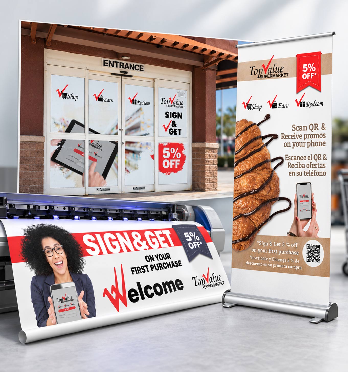 Top Value Supermarket retail marketing and in-store campaign materials