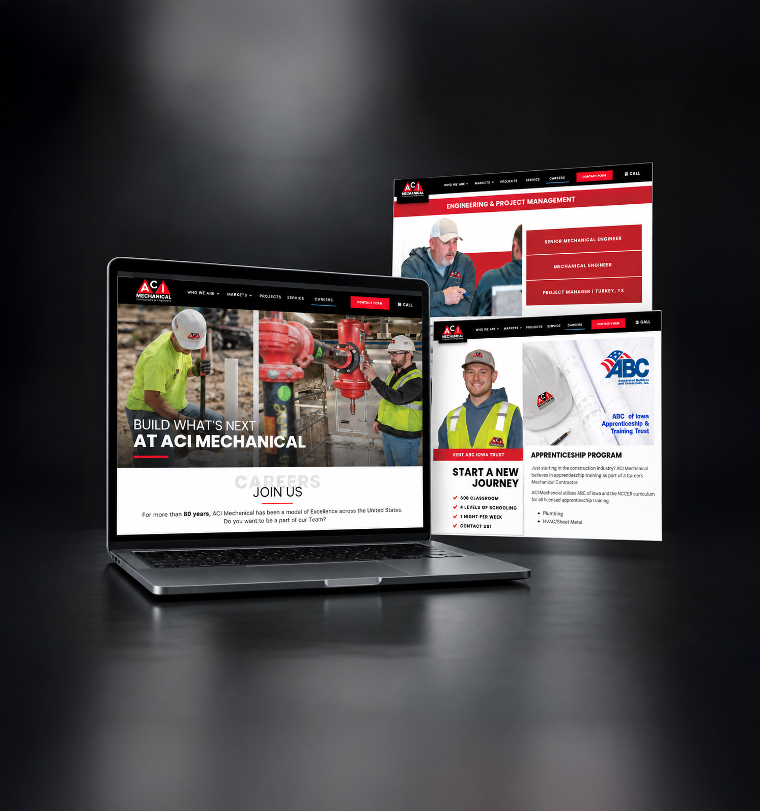 ACI Mechanical careers page and recruitment marketing sample
